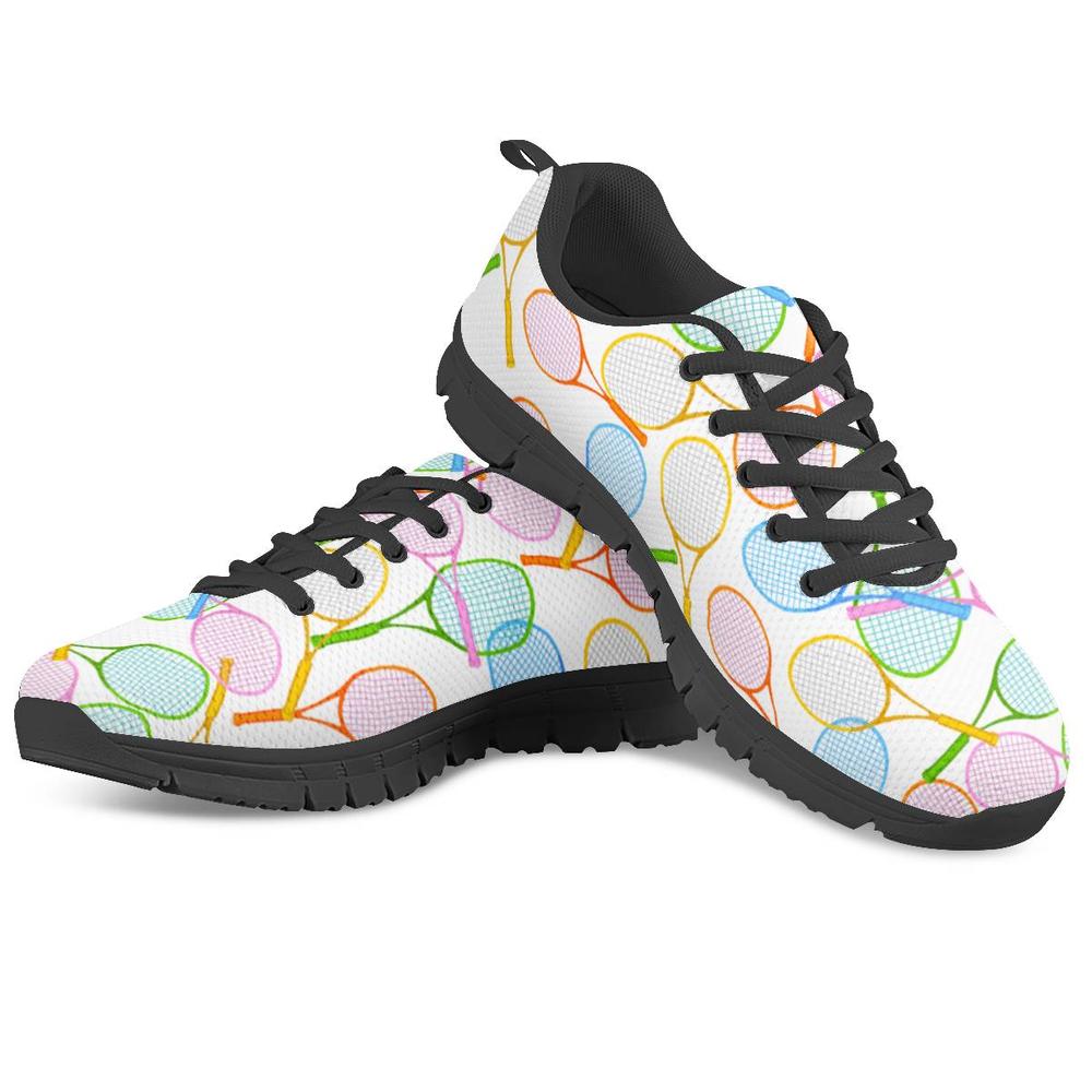 Badminton Ball Print Black Sneakers - UniqueThoughtful