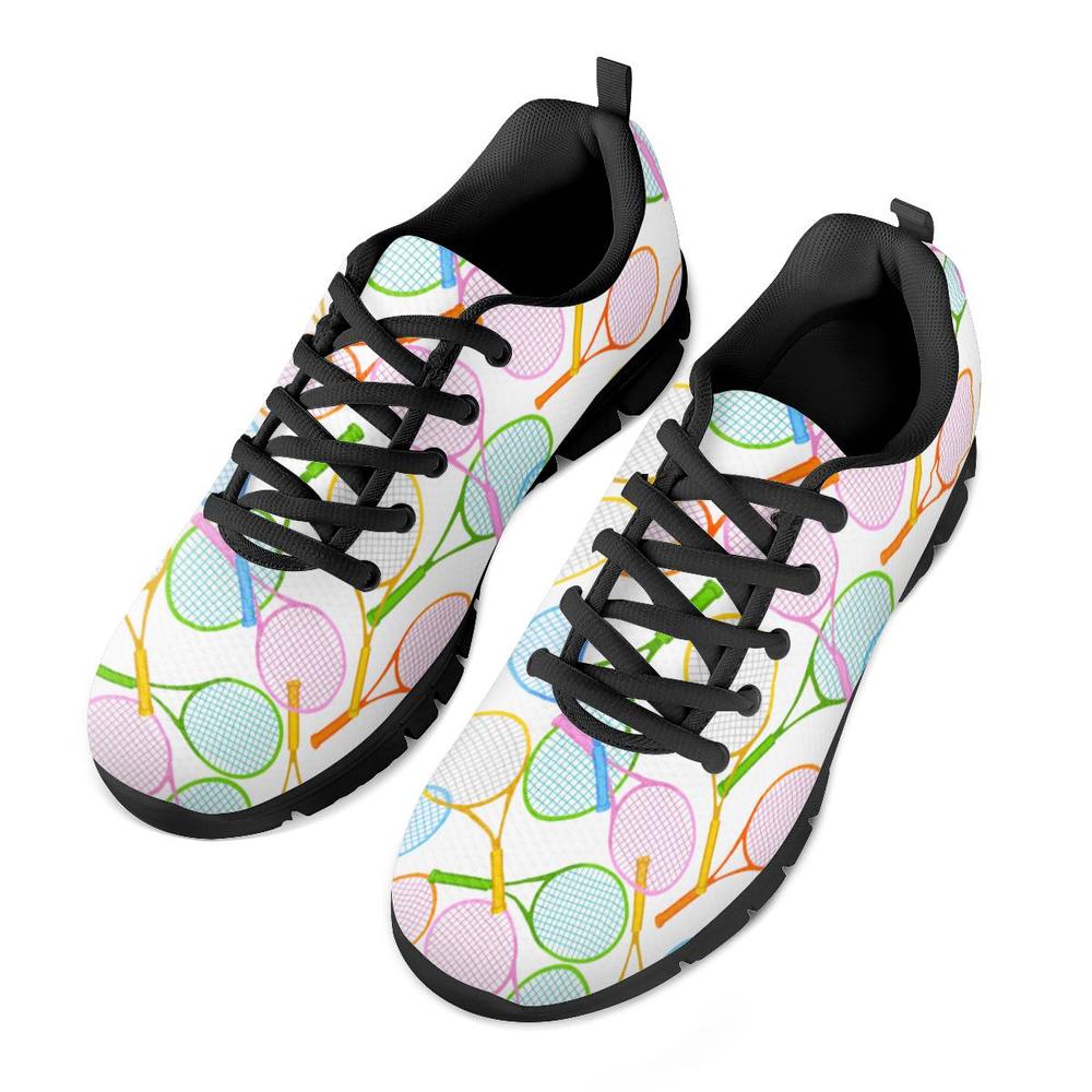 Badminton Ball Print Black Sneakers - UniqueThoughtful