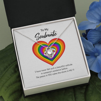 Beautiful Love Knot "To My Soulmate" Necklace | Lesbian Couple Gift, Lesbian\Gay Wedding, anniversary LGBT gift - UniqueThoughtful