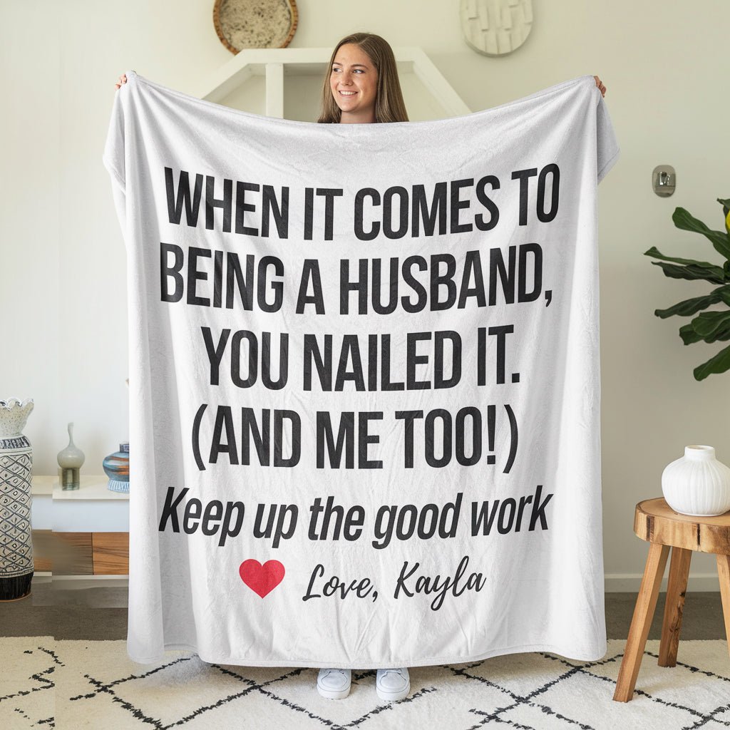 Custom Blanket Valentine's Gift For Husband, Boyfriend - UniqueThoughtful