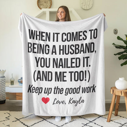 Custom Blanket Valentine's Gift For Husband, Boyfriend - UniqueThoughtful