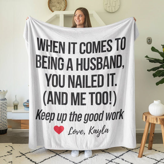 Custom Blanket Valentine's Gift For Husband, Boyfriend - UniqueThoughtful