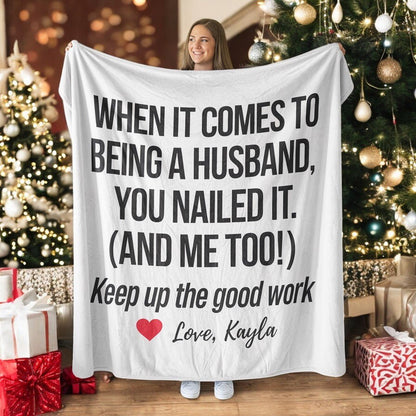Custom Blanket Valentine's Gift For Husband, Boyfriend - UniqueThoughtful