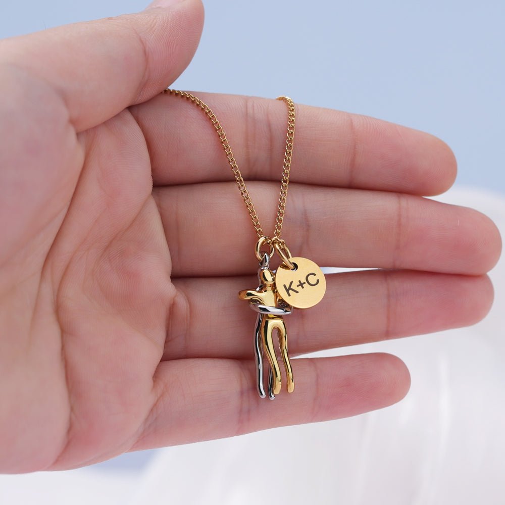 Custom Couple Hug Necklace - UniqueThoughtful