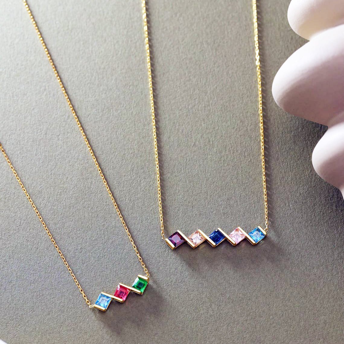 Custom Family Birthstone Necklace & Message Card - Mother's Day Gift - UniqueThoughtful