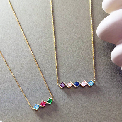 Custom Family Birthstone Necklace & Message Card - Mother's Day Gift - UniqueThoughtful