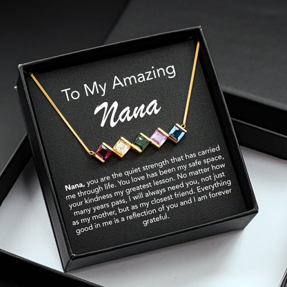 Custom Family Birthstone Necklace & Message Card - Mother's Day Gift - UniqueThoughtful