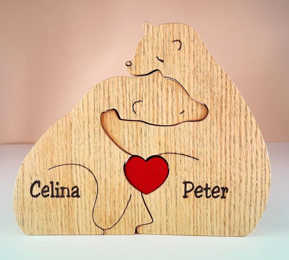 Custom Family Names Handmade Wooden Bear Puzzle - UniqueThoughtful
