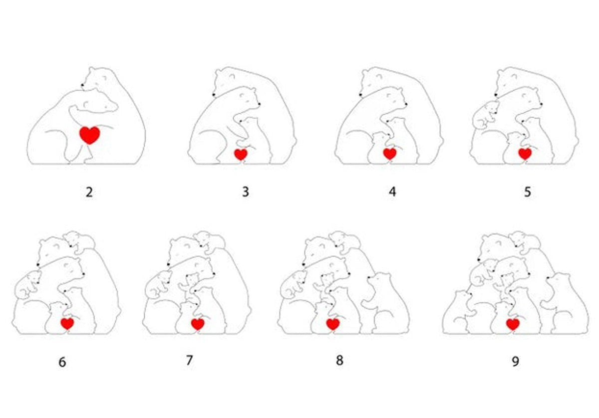 Custom Family Names Handmade Wooden Bear Puzzle - UniqueThoughtful