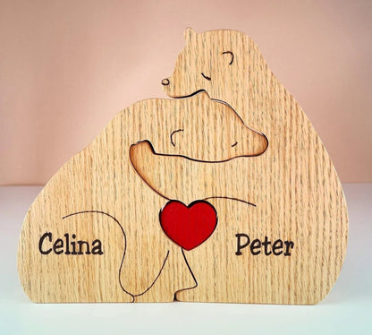 Custom Family Names Handmade Wooden Bear Puzzle - Uniquethoughtful