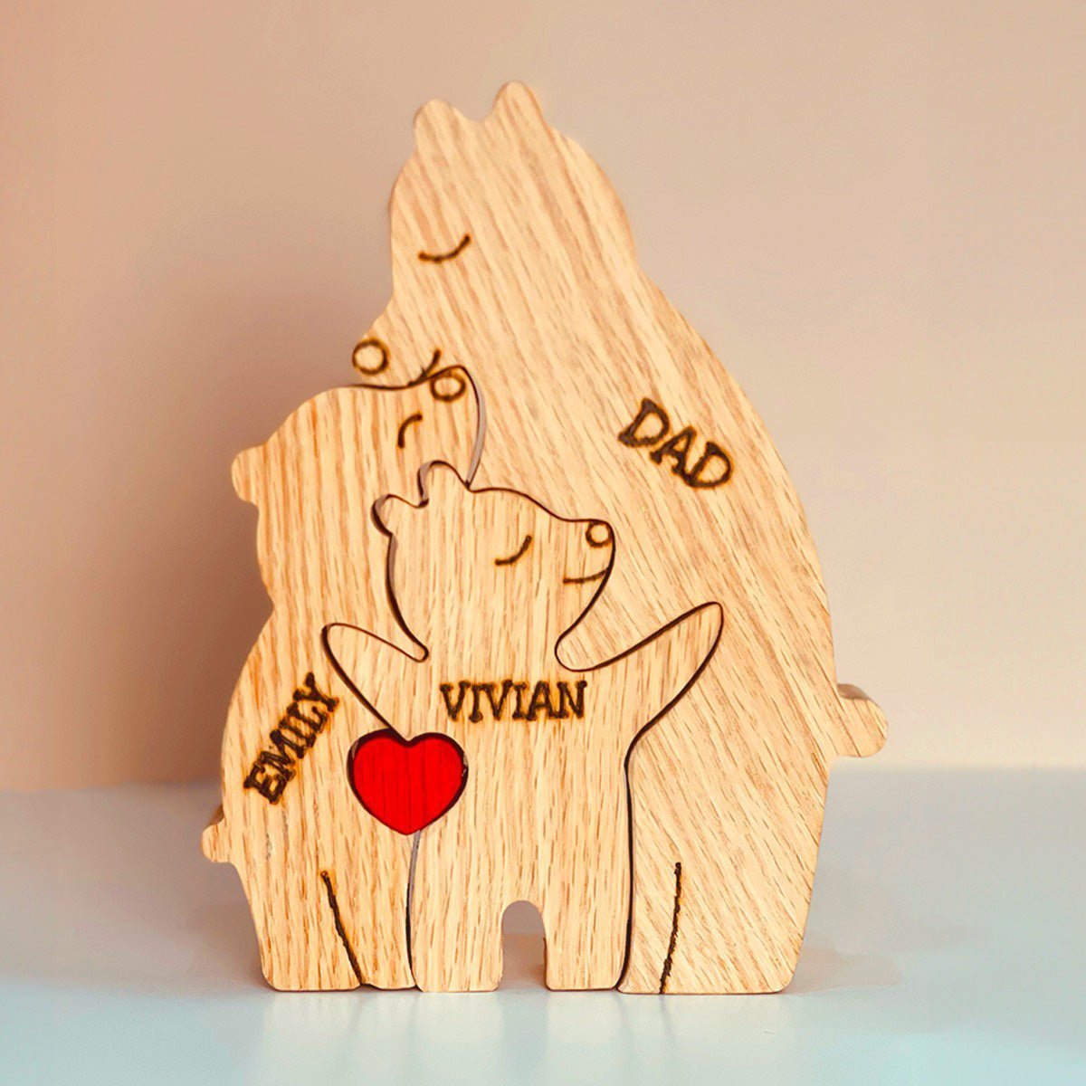 Custom Family Names Handmade Wooden Bear Puzzle - UniqueThoughtful