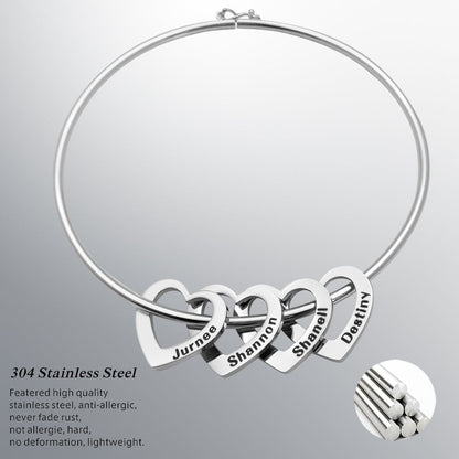 Custom Heart charm Name Bracelet - UniqueThoughtful