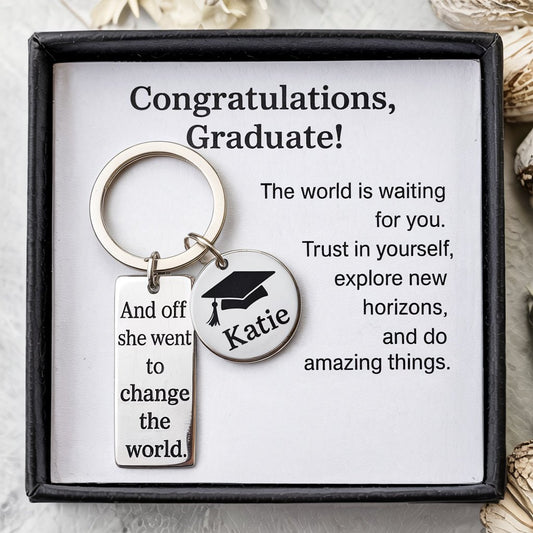 Custom Name Keychain Graduation Gift - UniqueThoughtful