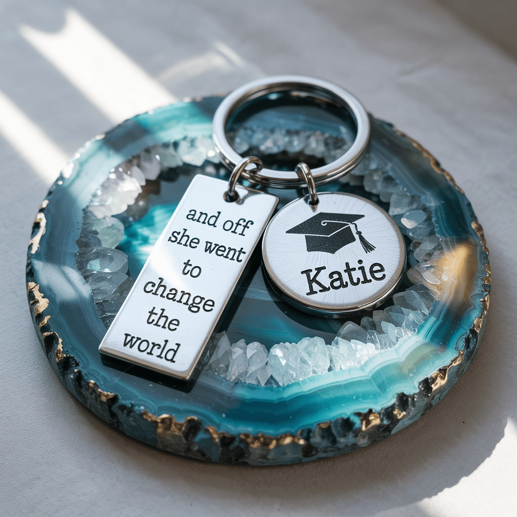 Custom Name Keychain Graduation Gift - UniqueThoughtful