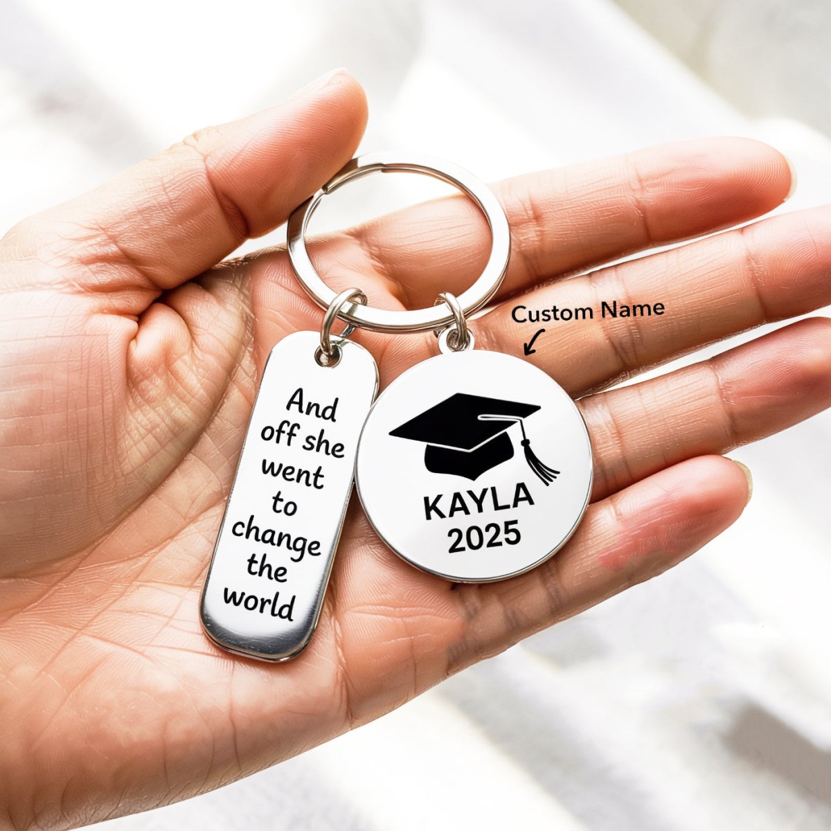 Custom Name Keychain Graduation Gift - UniqueThoughtful