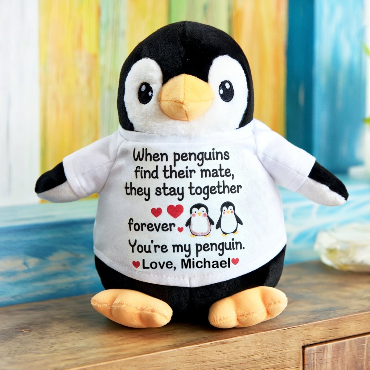 Custom Name Penguin Plush - Valentine's Gift - UniqueThoughtful