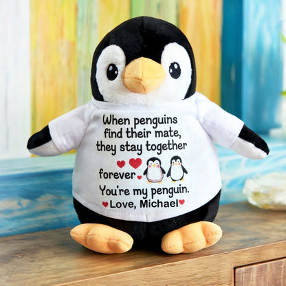 Custom Name Penguin Plush - Valentine's Gift - UniqueThoughtful