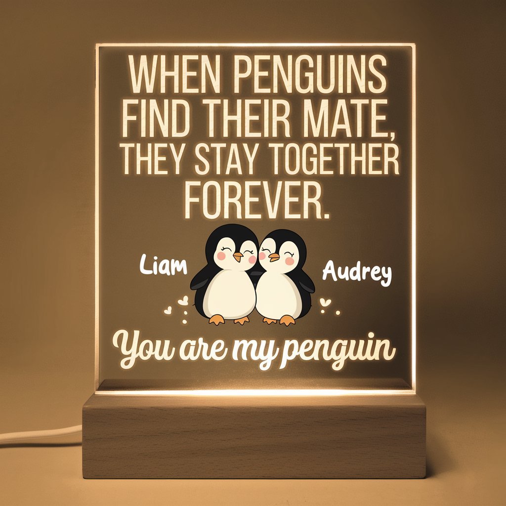 Custom Penguin LED Acrylic Plaque - UniqueThoughtful