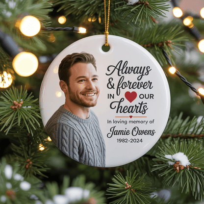 Custom Photo Memorial Ceramic Ornament - UniqueThoughtful