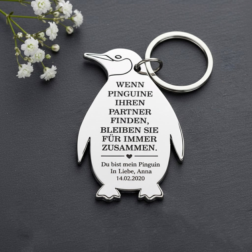 „Du bist mein Pinguin“ Schlüsselanhänger – Ein Geschenk für die Liebe - UniqueThoughtful