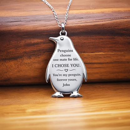 I Chose You - Custom Penguin Necklace Valentine's Gift