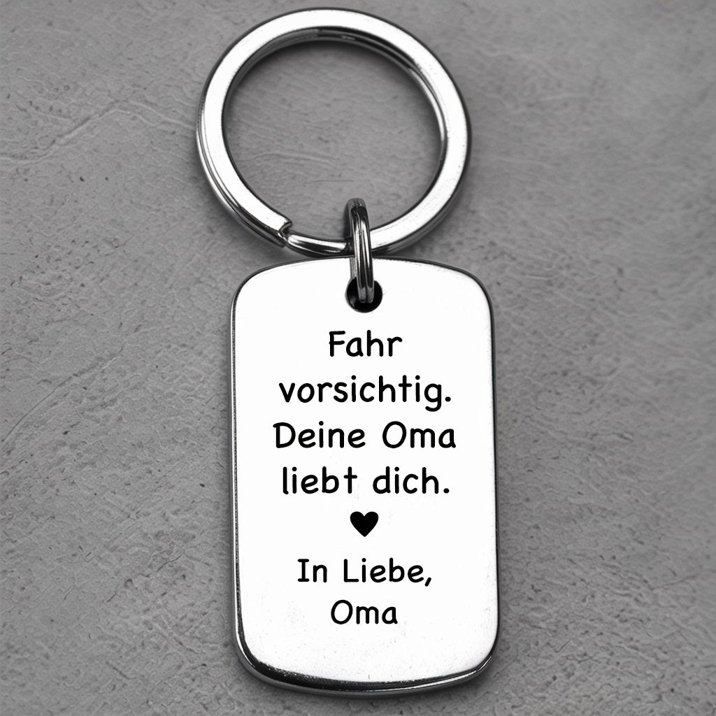 „Fahr vorsichtig“ Schlüsselanhänger – Ein liebevolles Geschenk von Oma - UniqueThoughtful