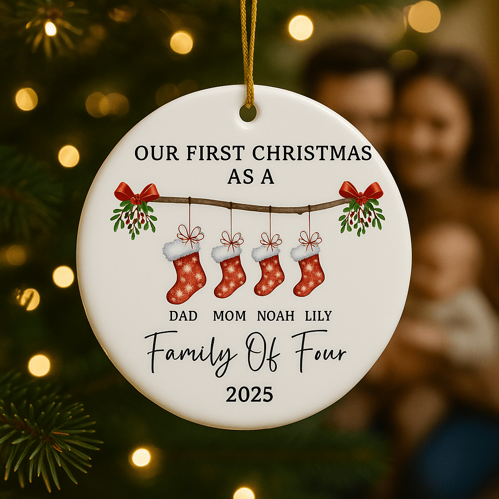Family First Custom Christmas Ornament - UniqueThoughtful