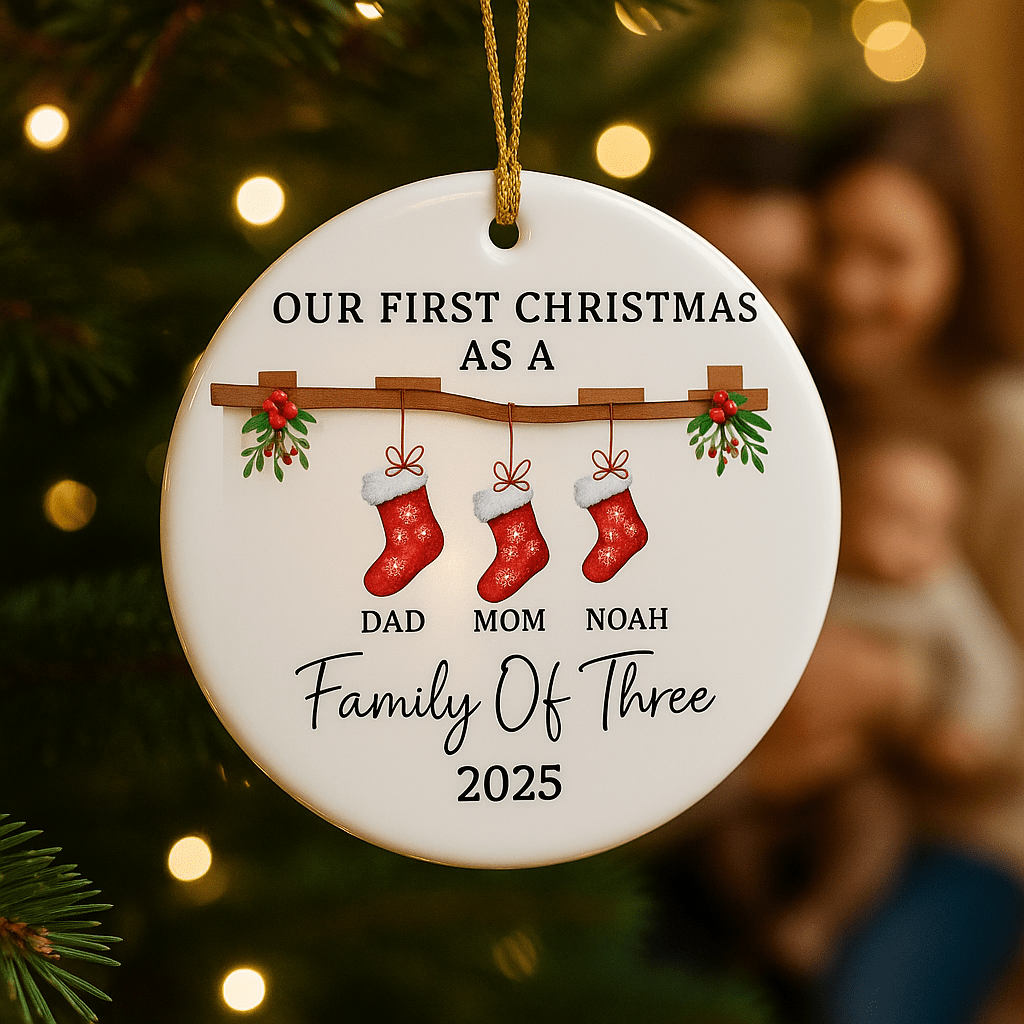 Family First Custom Christmas Ornament - UniqueThoughtful