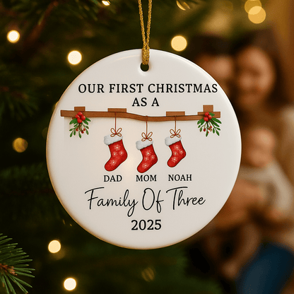 Family First Custom Christmas Ornament - UniqueThoughtful