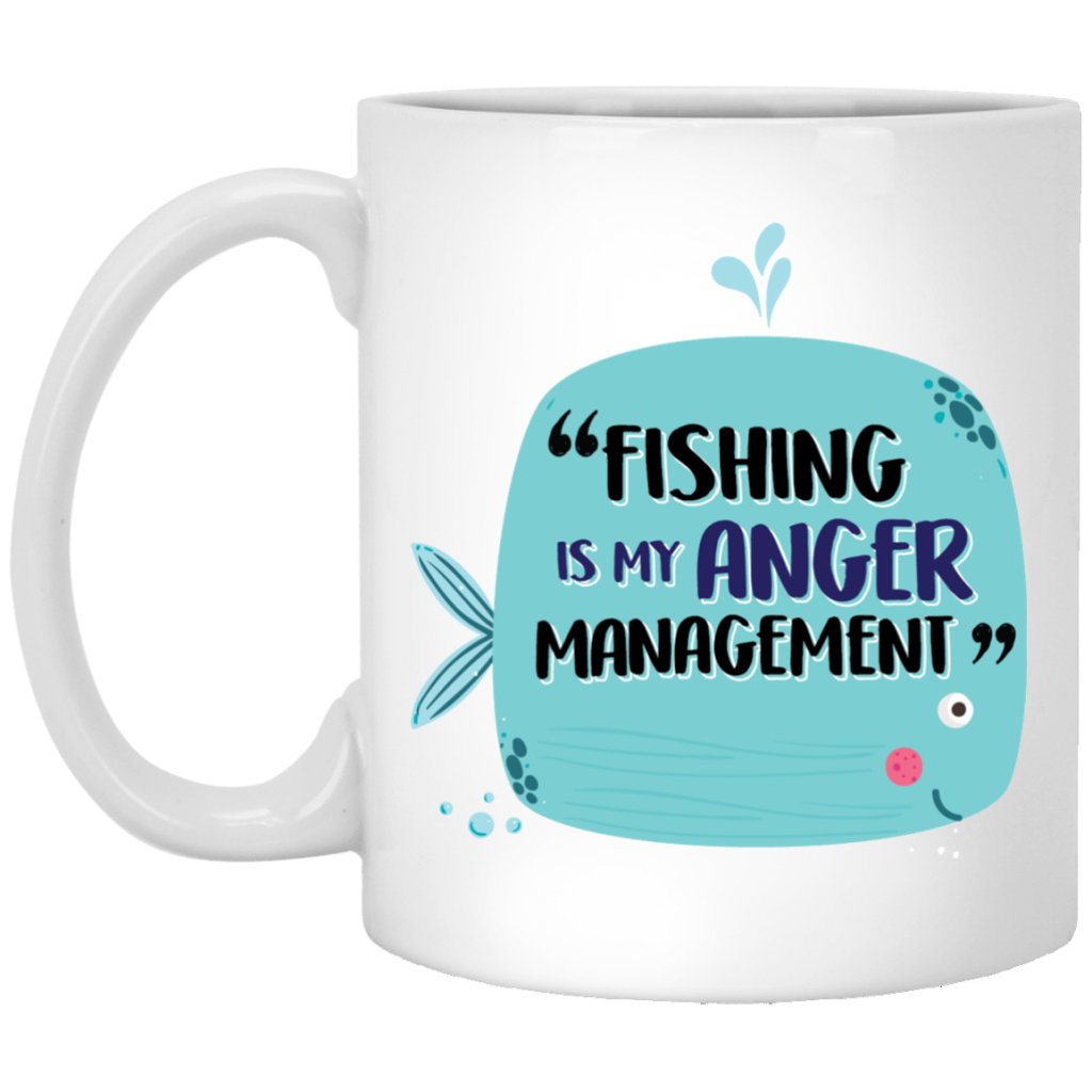 "Fishing Is My Anger Management" Cute Fish Coffee Mug - UniqueThoughtful