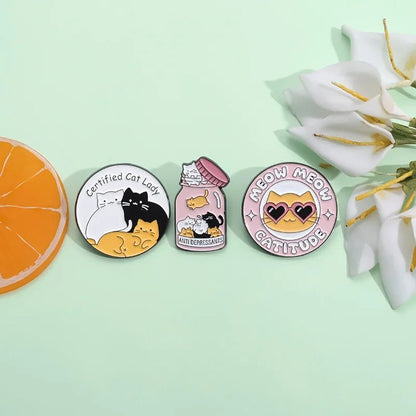 Funny Cat Enamel Pins - UniqueThoughtful