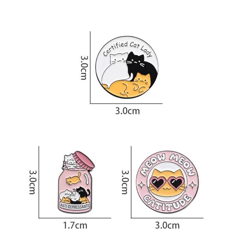 Funny Cat Enamel Pins - UniqueThoughtful