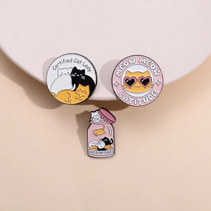 Funny Cat Enamel Pins - UniqueThoughtful