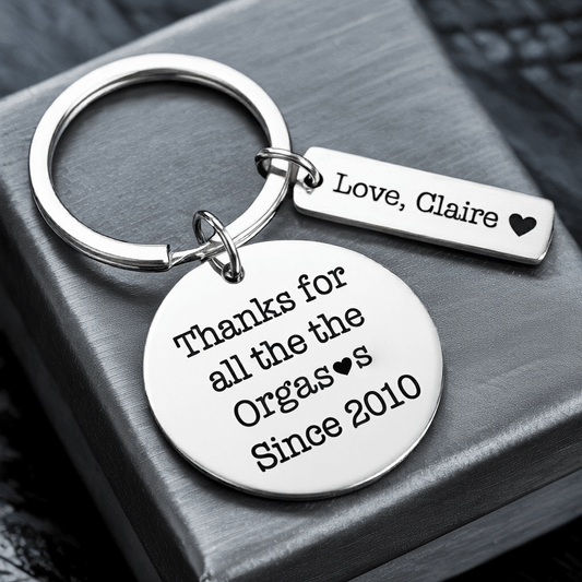 Funny Custom keychain for couples - Perfect Gift - UniqueThoughtful