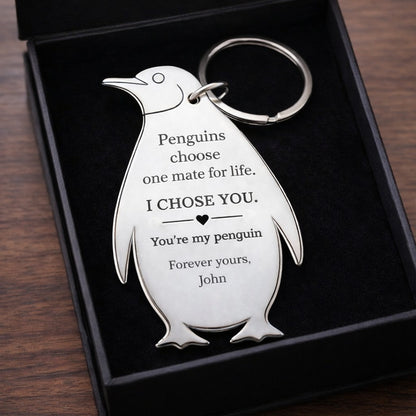 I Chose You - Custom Penguin keychain Valentine's Gift