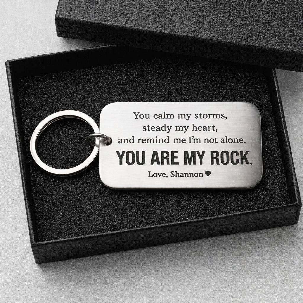 You Are My Rock Custom Keychain - Valentine's Gift
