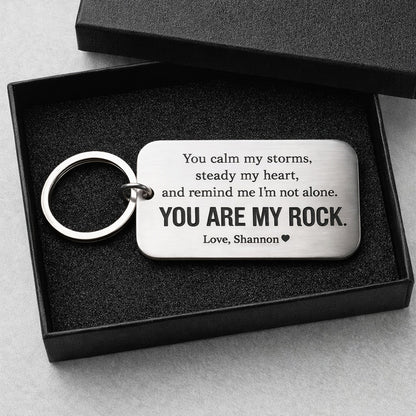 You Are My Rock Custom Keychain - Valentine's Gift