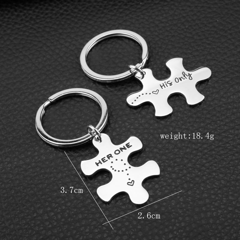 Her one His only Matching puzzle keychain set - Uniquethoughtful