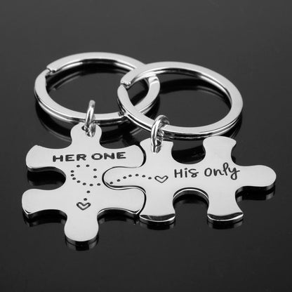 Her one His only Matching puzzle keychain set - Uniquethoughtful