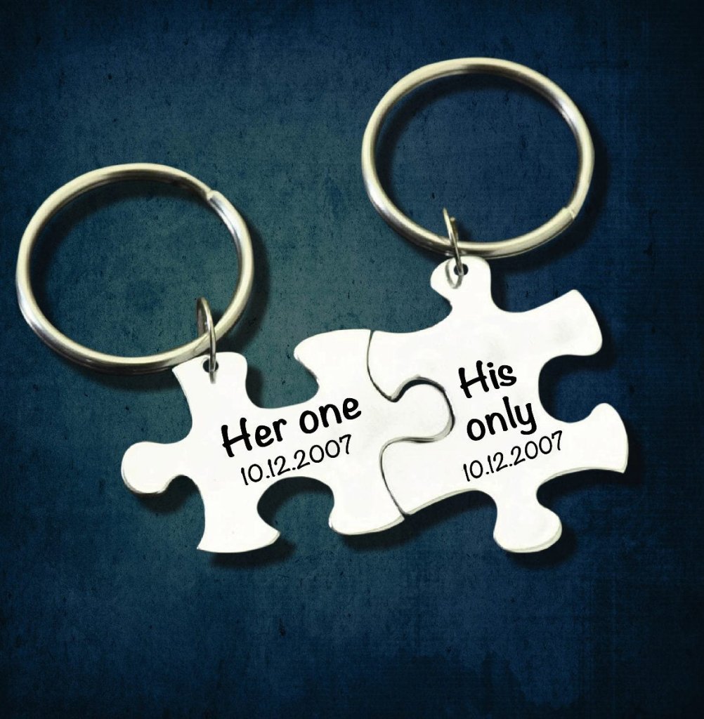 Her one His only Puzzle keychain [set of 2] - UniqueThoughtful