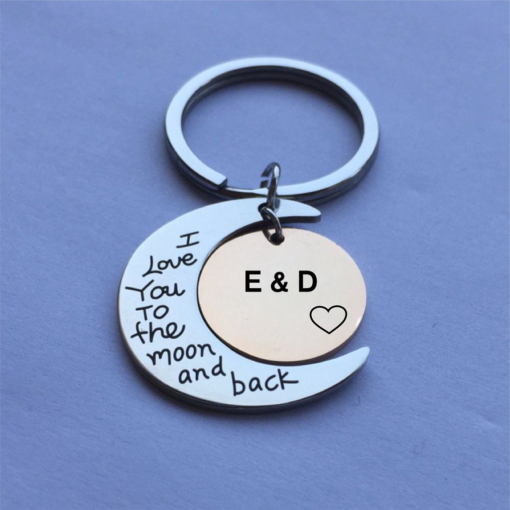 I Love You To The Moon And Back Personalized Keychain - UniqueThoughtful