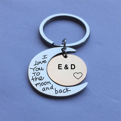 I Love You To The Moon And Back Personalized Keychain - UniqueThoughtful