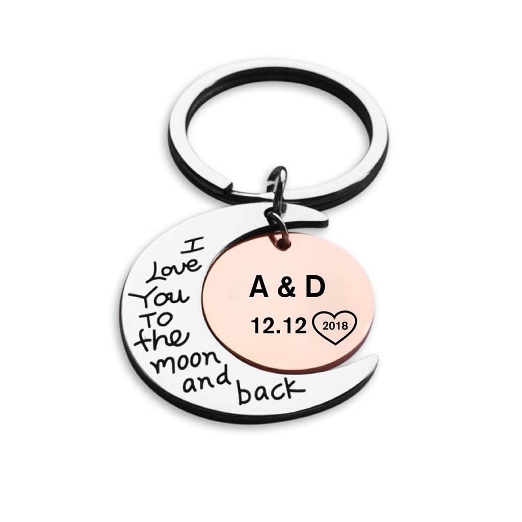 I Love You To The Moon And Back Personalized Keychain - Uniquethoughtful