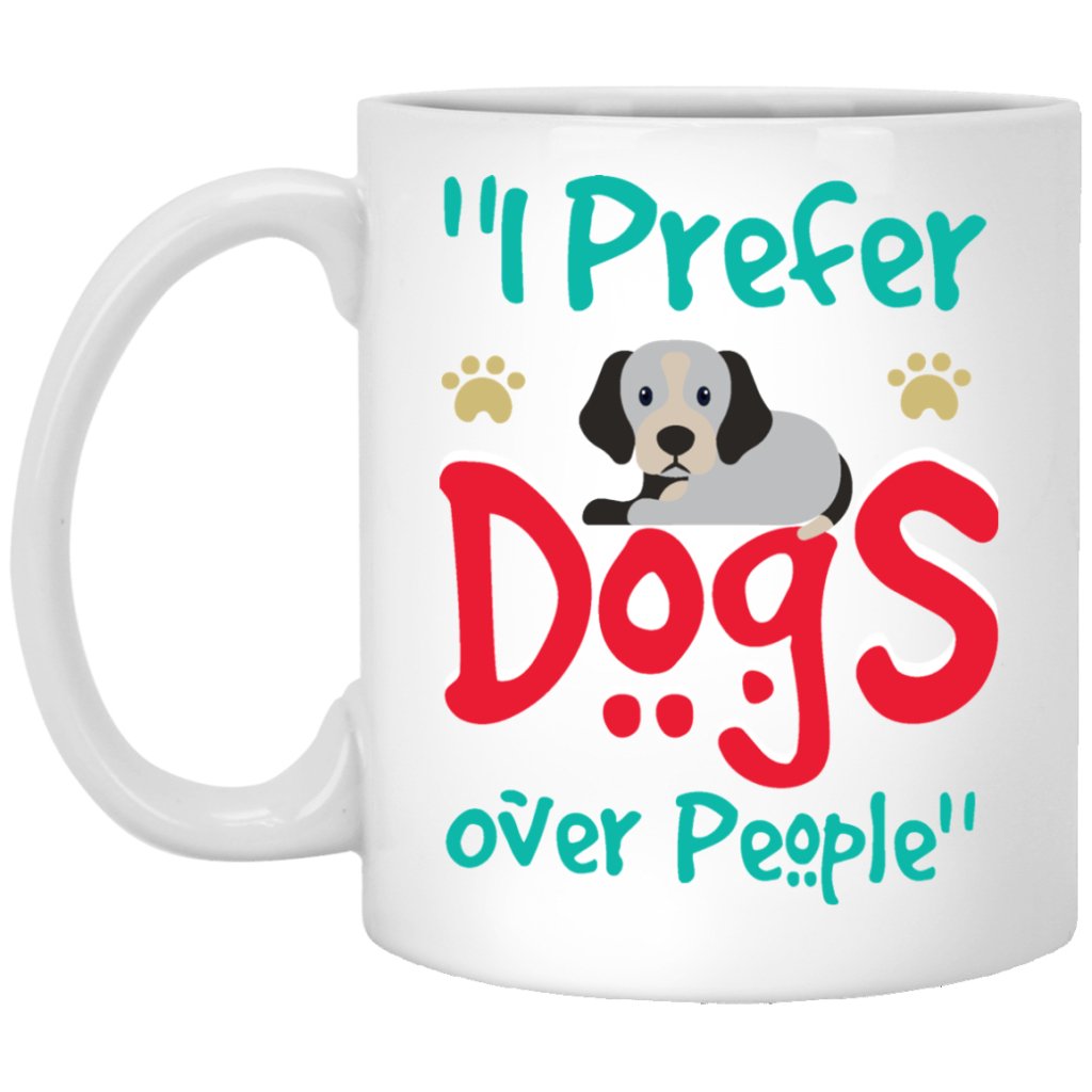 "I Prefer Dogs Over People" Coffee Mug (White with Color Print) - Uniquethoughtful