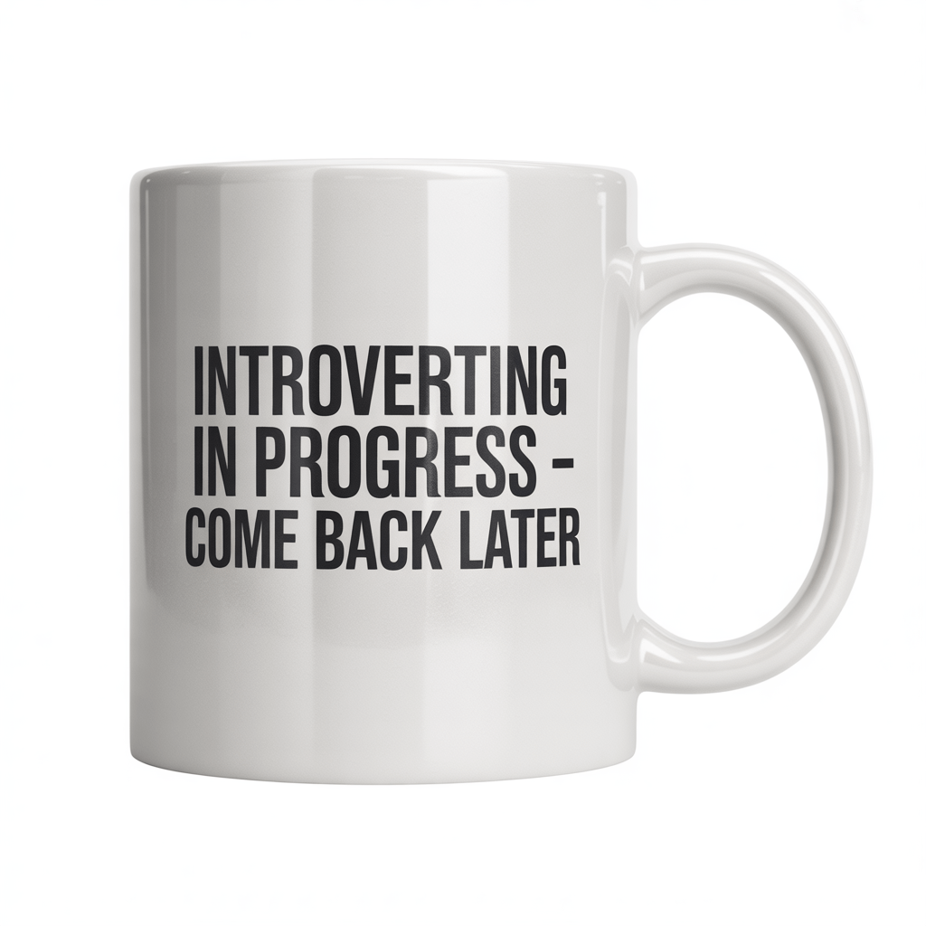 Introvert Coffee Mug - Introverting In Progress Quote - UniqueThoughtful