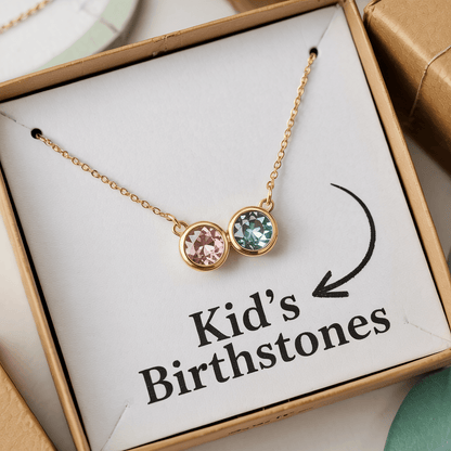 Kid's Birthstone Necklace - Mother's Day Gift - UniqueThoughtful
