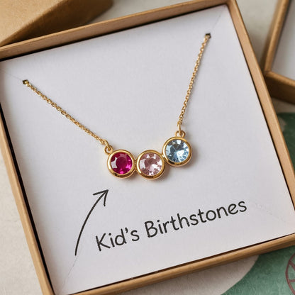 Kid's Birthstone Necklace - Mother's Day Gift - UniqueThoughtful
