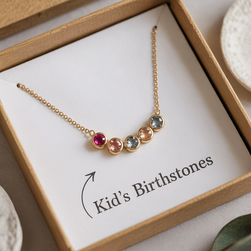 Kid's Birthstone Necklace - Mother's Day Gift - UniqueThoughtful