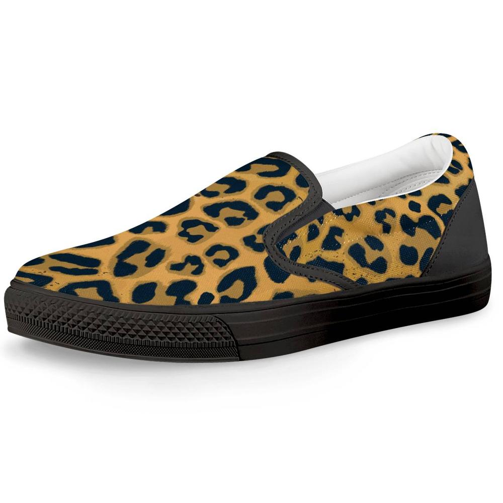 Leopard Print Black Slip On Women's Shoes - UniqueThoughtful