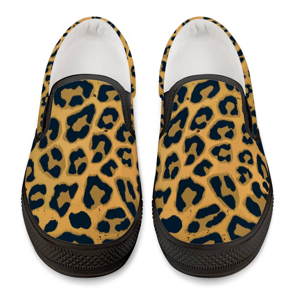 Leopard Print Black Slip On Women's Shoes - UniqueThoughtful